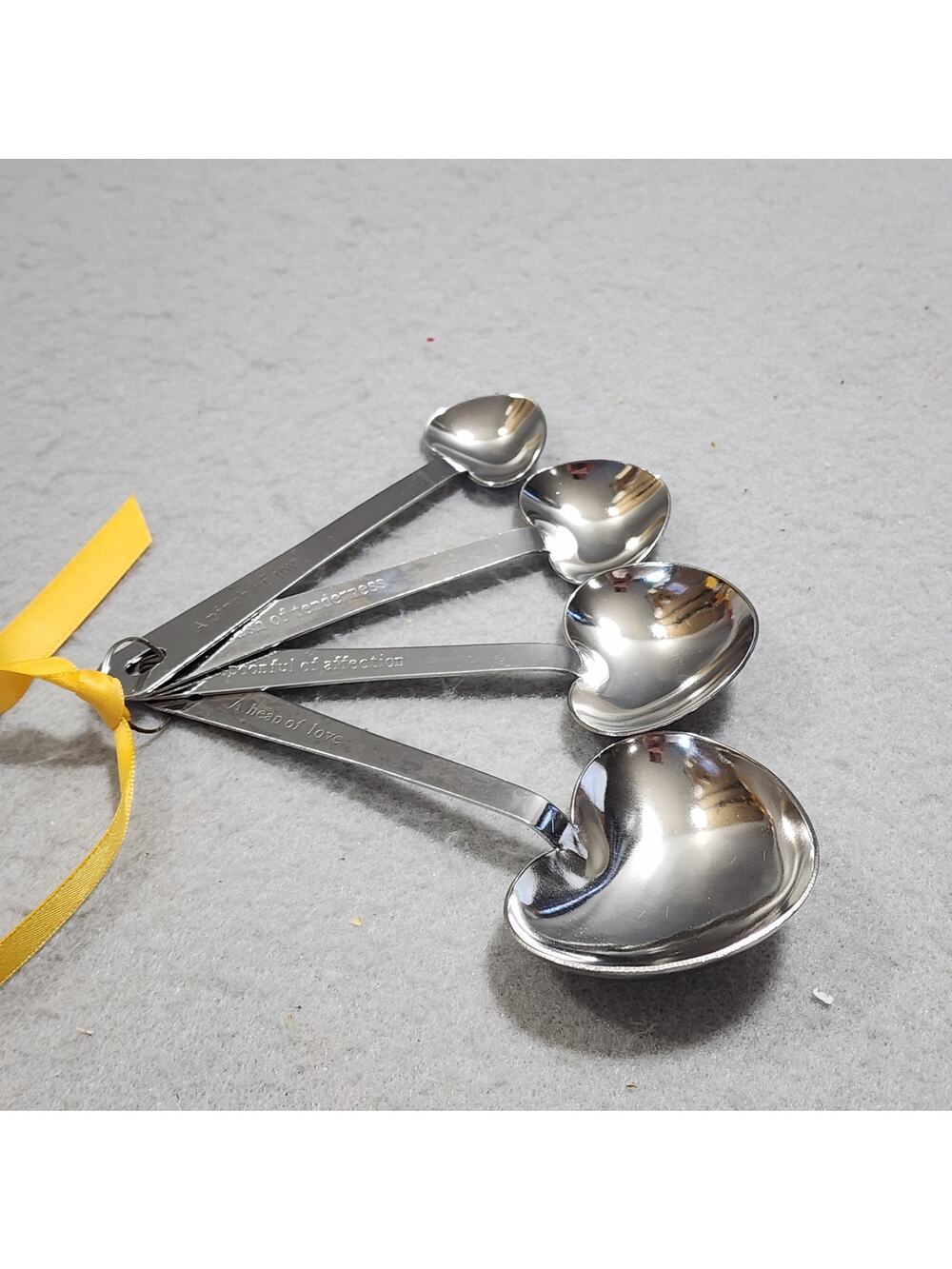 Inspirational Heart Shaped Measuring Spoons Set of 4 Stainless  Steele Vintage